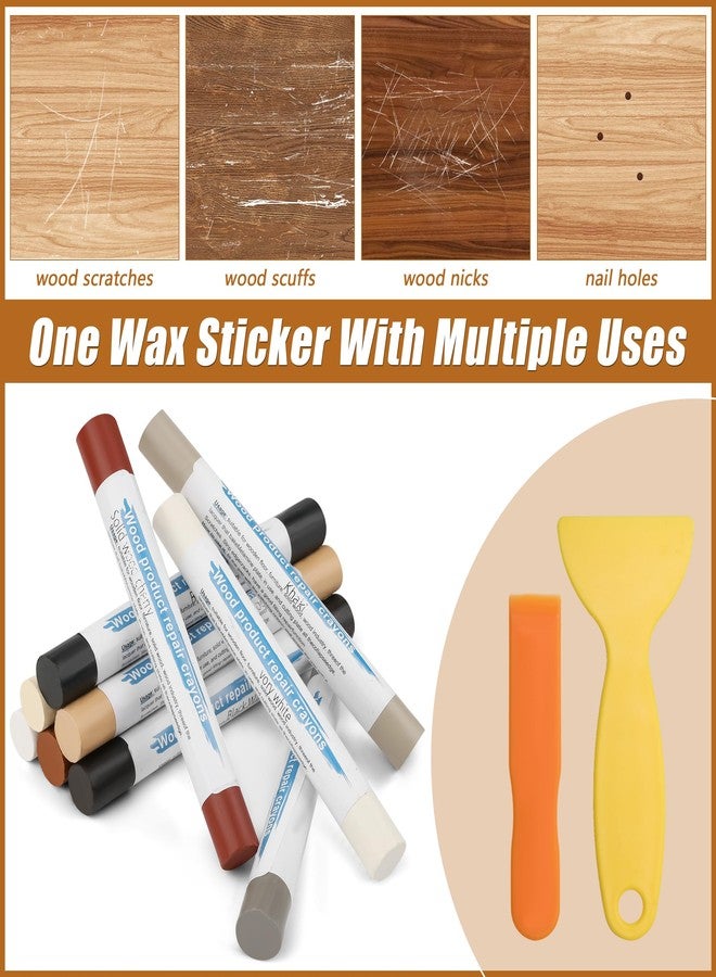 Windspeed 10 Colos Wood Filler Sticks with 2 Scrapers, Windspeed Wood Filler Putty Wax Crayons Furniture Repair Kit Putty Stick for Baseboard Cabinets Furniture Floors - Image 4